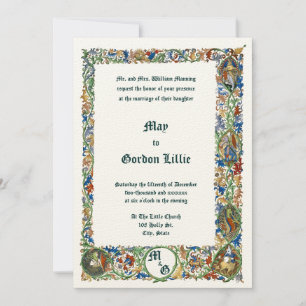 Invitación Boda ilustrado de la Edad Media de los años 1400