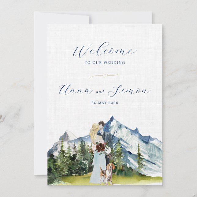 Invitación Boda ilustrado de montaña rusa (Anverso)