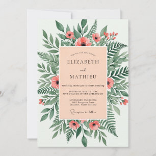 Invitación Boda ilustrativa de salmón en bosque