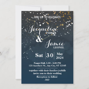 Invitación Boda ilustrativo de la Marina y el cielo nocturno 
