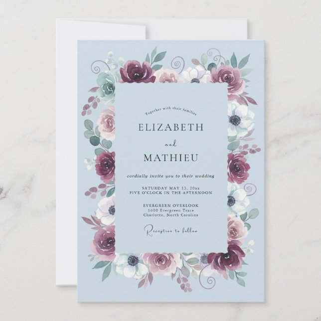 Invitación Boda Imperial de Invierno Borgoña (Anverso)