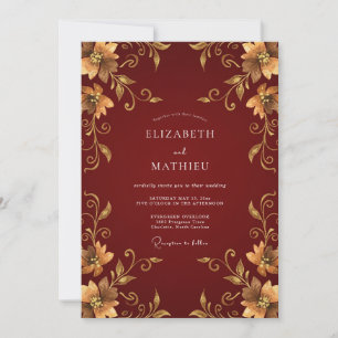 Invitación Boda Imperial de Otoño Borgoña