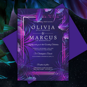 Invitación Boda   Impresionante Follaje Tropical de Neón
