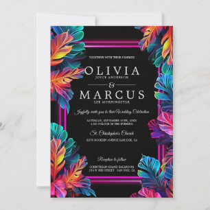 Invitación Boda   Impresionante follaje tropical de neón2