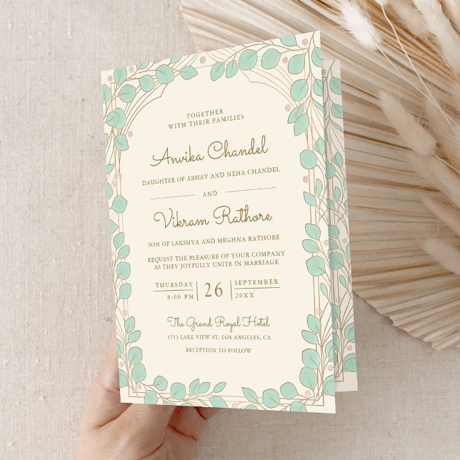 Invitación Boda India Elefante Pastel Tradicional Baraat (Outside)