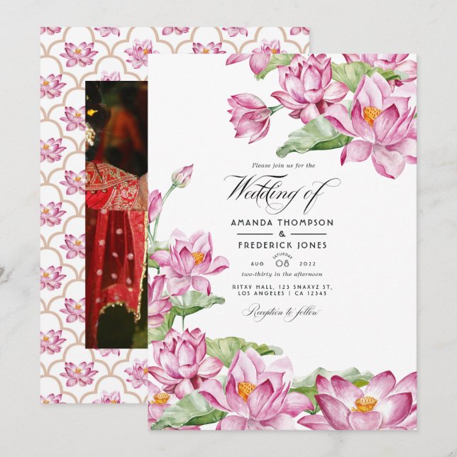 Invitación Boda India Flor de Loto (Anverso / Reverso)