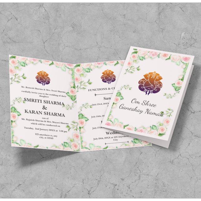 Invitación Boda India Floral Rosa Pastel (Subido por el creador)