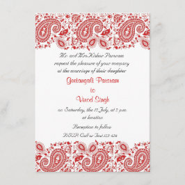 Invitación Boda india roja y blanca