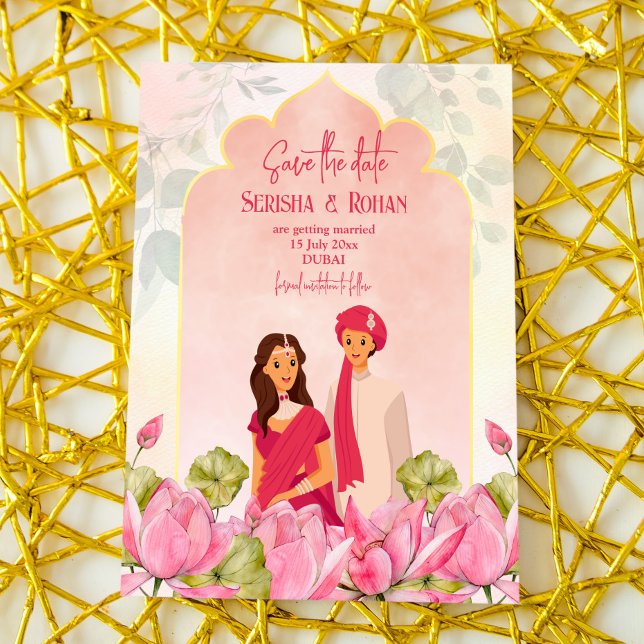 Invitación Boda india salva a la pareja de novias de lotus (Subido por el creador)