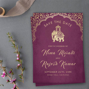 Invitación Boda India Salva La Fecha Oro Ganesha Invitati