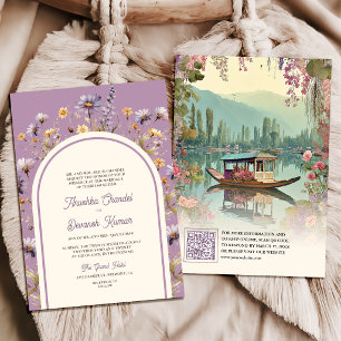 Invitación Boda india Shikara Kashmir Lago Dal Floral