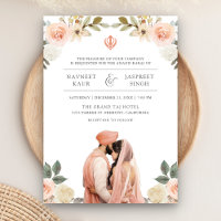 Boda India Sikh Anand Karaj Floral Melocotón Suave