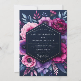 Invitación Boda Indigo Opulento Florido