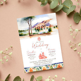 Invitación Boda indio de acuarela del palacio de Jaipur
