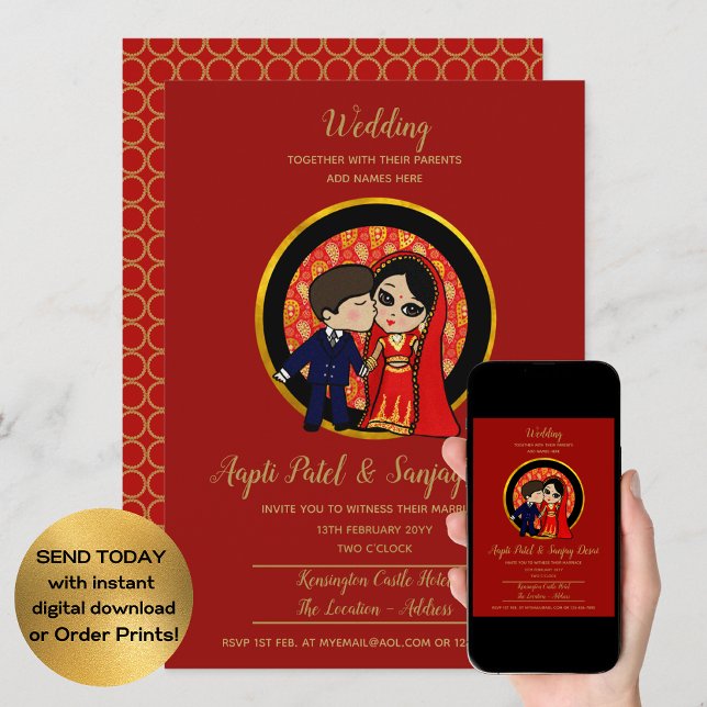 Invitación Boda indio de fusión Personalizado occidental de G (Subido por el creador)
