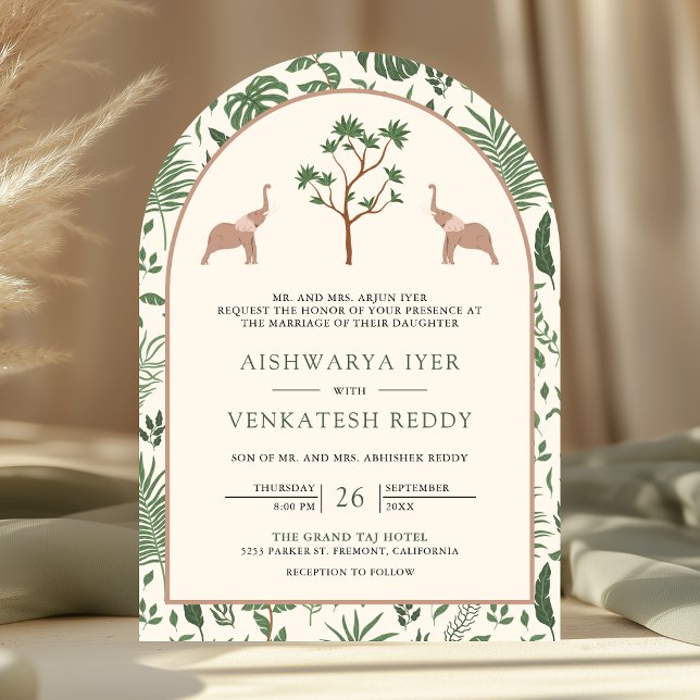 Invitación Boda indio de la foto del arco de elefantes forest (Subido por el creador)