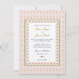 Invitación Boda indio de la frontera de las flores étnicas ro