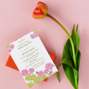 Invitación Boda indio de las flores de Lily Verde