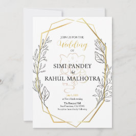 Invitación Boda indio de marco geométrico de flor pastel