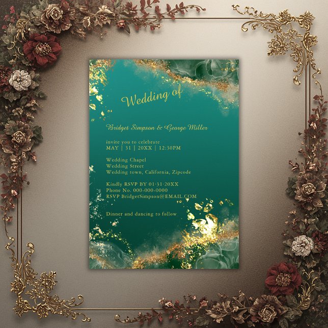 Invitación boda indio elegante de color verde esmeralda (Subido por el creador)