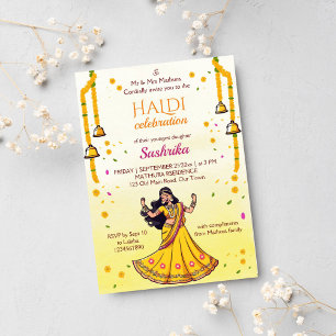 Invitación Boda indio Haldi pithi novia personalizado