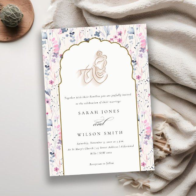 Invitación Boda indio Krishna de la flor silvestre Rubor Gold (Subido por el creador)