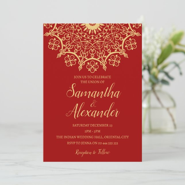 Invitación Boda indio Mehendi (Anverso de pie)