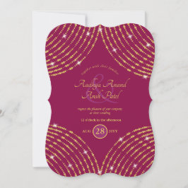 Invitación Boda indio moderno Cerise Purple Gold