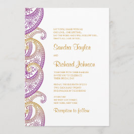 Invitación Boda indio Paisley Purple & Gold