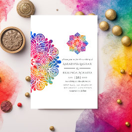 Invitación Boda indio Rainbow Mandala