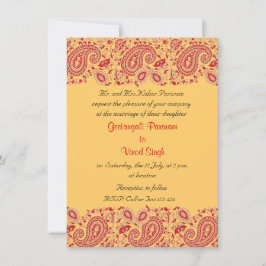 Invitación Boda indio rojo y dorado