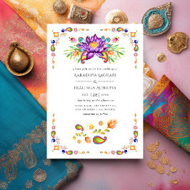 Invitación Boda indio Trendy Floral Paisley