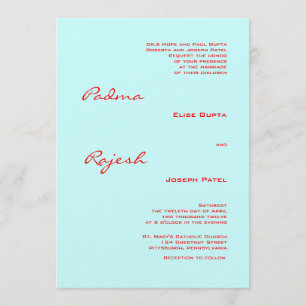 Invitación Boda indio Turquesa y Red Paisley