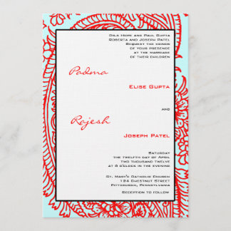 Invitación Boda indio Turquesa y Red Paisley