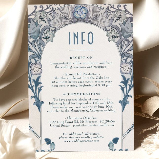 Invitación Boda INFO Art Nouveau Dusty Blue W Morris (Subido por el creador)