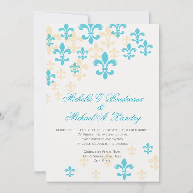 Invitación Boda informal 2 de la cascada de la flor de lis (Anverso)