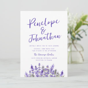 Invitación Boda Informal con Acuarela de Lavanda Escrita a Ma