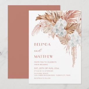 Invitación Boda informal con flores de acuarela boho