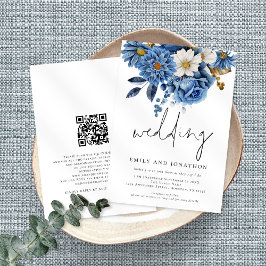 Invitación Boda informal de guiones de Marina Blue Florals