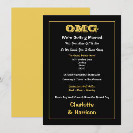 Invitación Boda Informal de Oro Negro