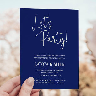 Invitación Boda informal de recepción de boda azul Vamos a fi