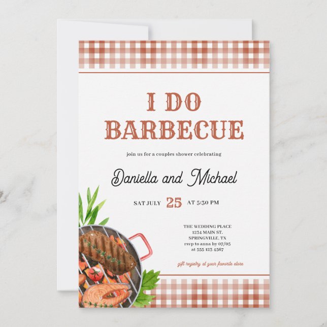 Invitación Boda Informal de Verano Parrillada Shower (Anverso)