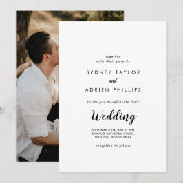 Invitación Boda informal fotográfico de caligrafía simple