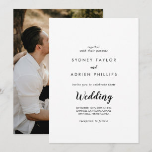 Invitación Boda informal fotográfico de caligrafía simple
