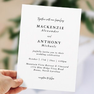 Invitación Boda informal manuscrita en negro y blanco