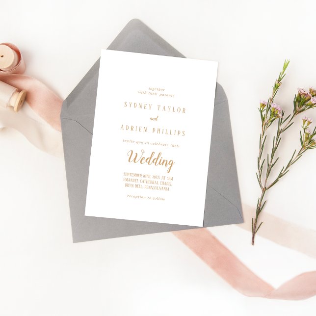 Invitación Boda informal Minimalista simple|Oro (Subido por el creador)