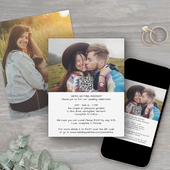 Invitación Boda informal moderna todo en uno QR RSVP 2 fotos (Subido por el creador)