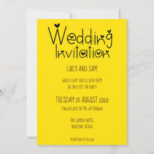 Invitación Boda informal Tipografía moderna amarillo sol