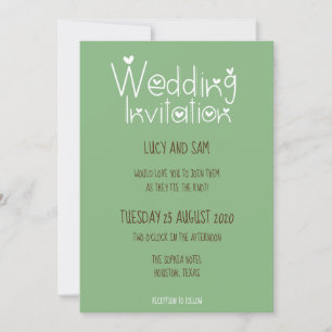 Invitación Boda informal Typografía moderna Sage green