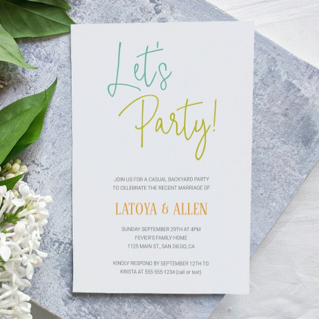 Invitación Boda informal y divertida con recepción de fuga (Subido por el creador)